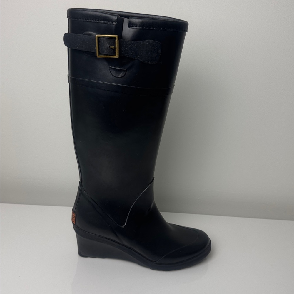 KORS Michael Kors Black Ruby Wedge Knee-High Rain Boots – Women’s US 7 - Picture 7 of 9